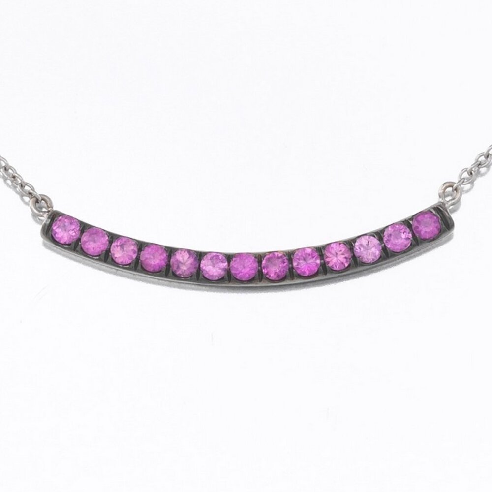 BR Artisan 14k White Gold and Pink Sapphire Necklace 17in